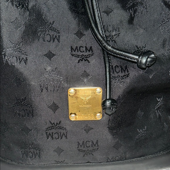 MCM Black Monogram Backpack with Leather Trim - Picture 4 of 17
